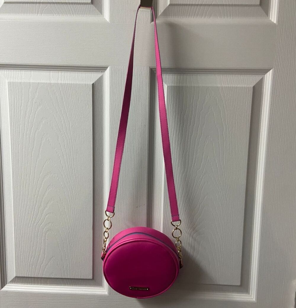Juicy Couture Elizabeth Arden Colab Round Pink Shoulder Bag Vinyl Zipper 7.5 in